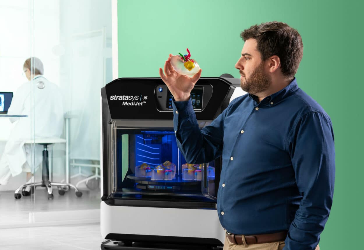 The Stratasys’ J5 MediJet 3D Printer is the first and only device that can produce anatomical models with full color and the accurate texture needed for pre-surgery planning. (Credit: Stratasys)